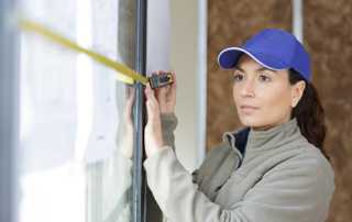 Woman measuring window